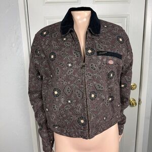 NEW Dickies Floral Duck Canvas Women's Jacket M Coat Full zip Cotton HH6